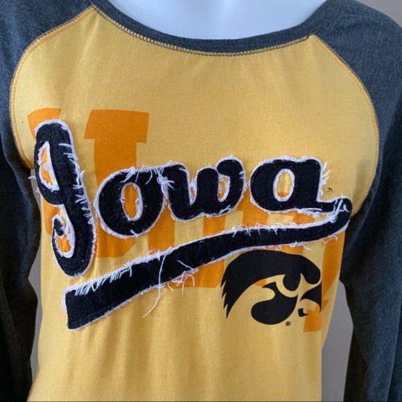 PRESSBOX Yellow/Gray Iowa Baseball Long Sleeve Tee - Picture 3 of 4